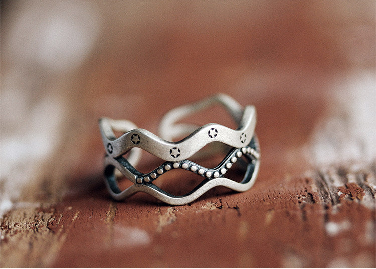 Artisan Celestial Wave 925 Sterling Silver Handmade Ring
