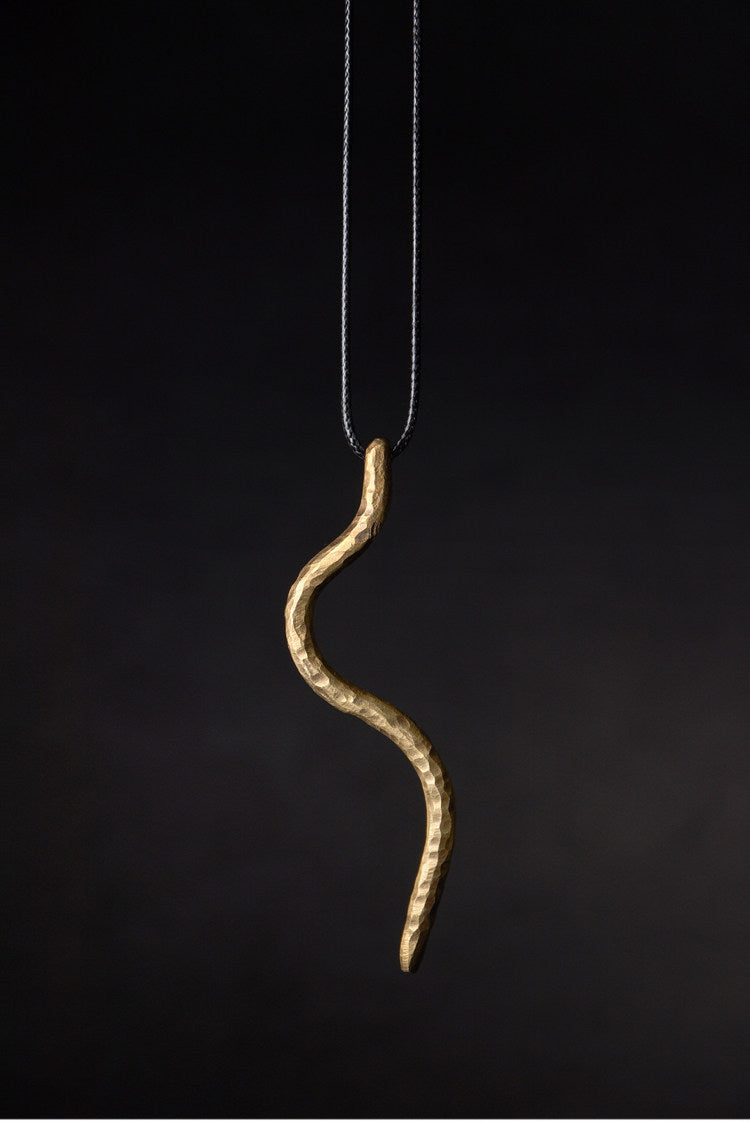 "Eternal Flow" Long Hammered Brass Necklace