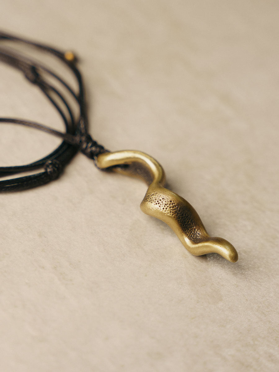 Artisan "Fluid Spirit" Antique Brass Necklace