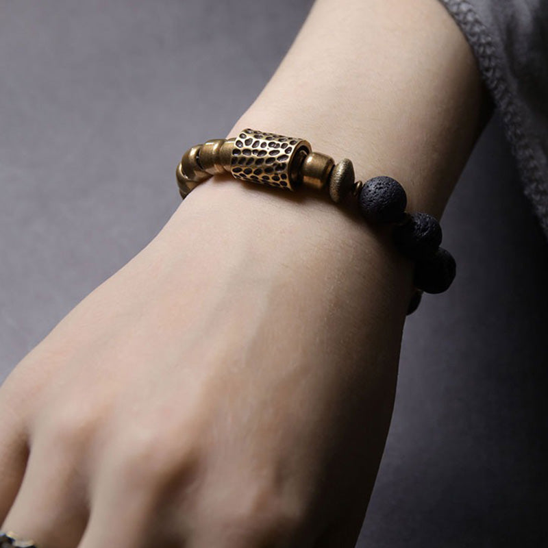 Brass & Stone Abundance Bracelet - Courage & Protection