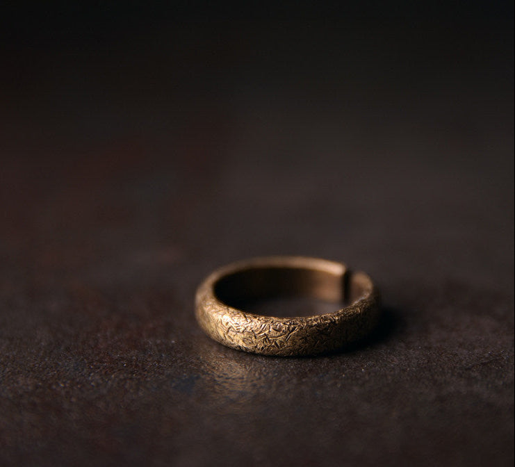 Hand-Forged Stardust Texture Brass Minimalist Rings