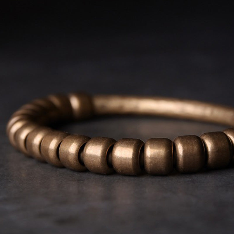 Hand-Hammered Brass Feng Shui Bracelet for Balance & Resilience