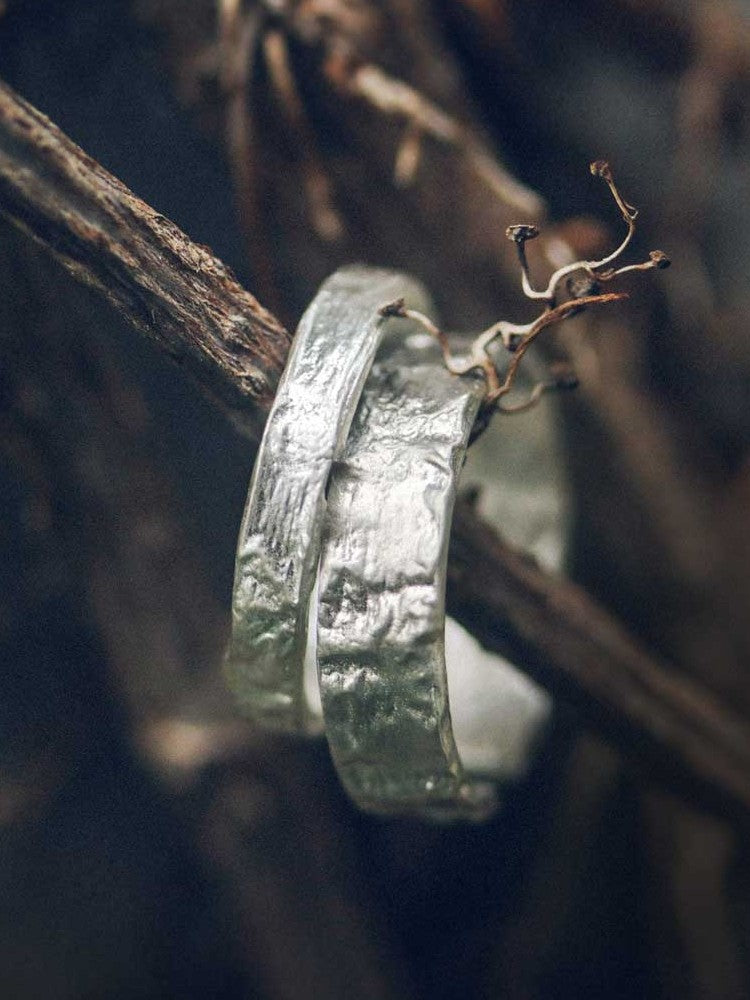 Artisan Distressed Bark-Texture 925 Sterling Silver Ring