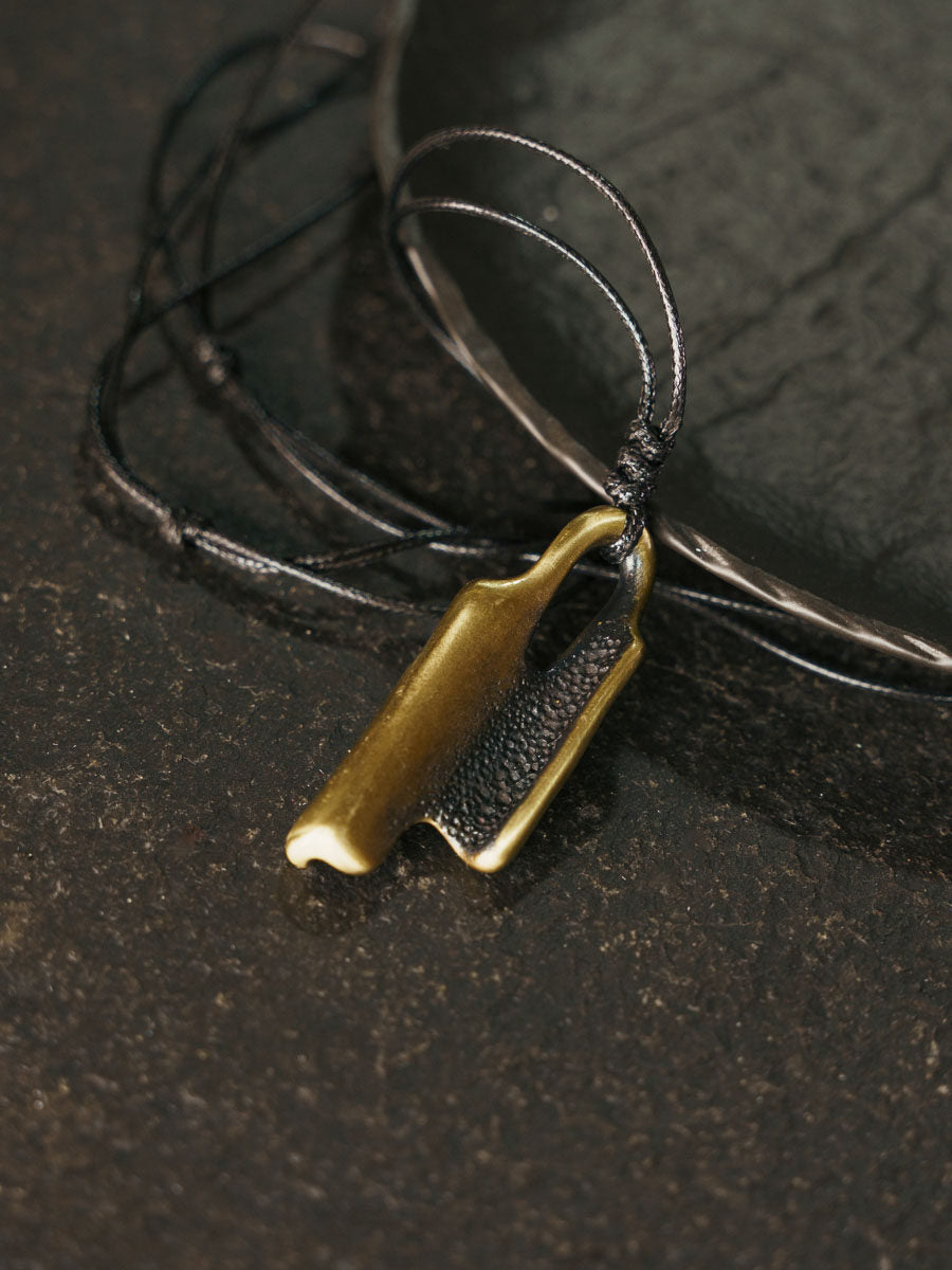 "Ancient Totem" Textured Vintage Brass Necklace