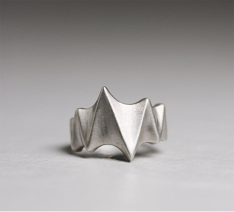 Artisan Geometric "Peak" 925 Sterling Silver Adjustable Ring