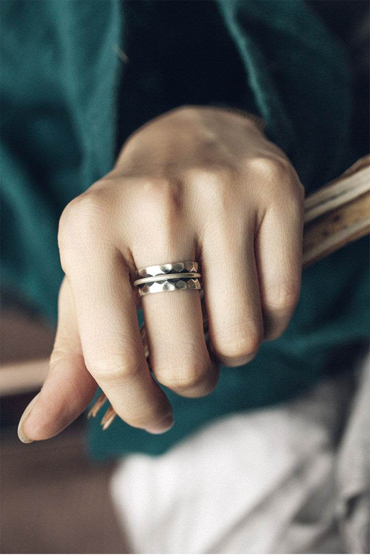 Artisan Hammered "Orbital" 925 Sterling Silver Ring