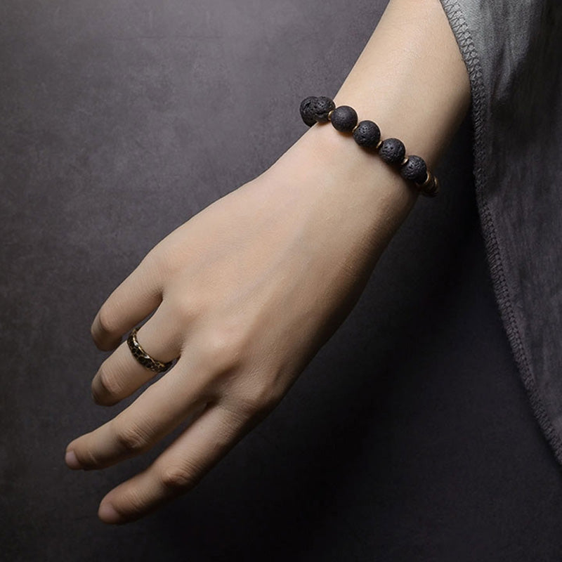Brass & Stone Abundance Bracelet - Courage & Protection