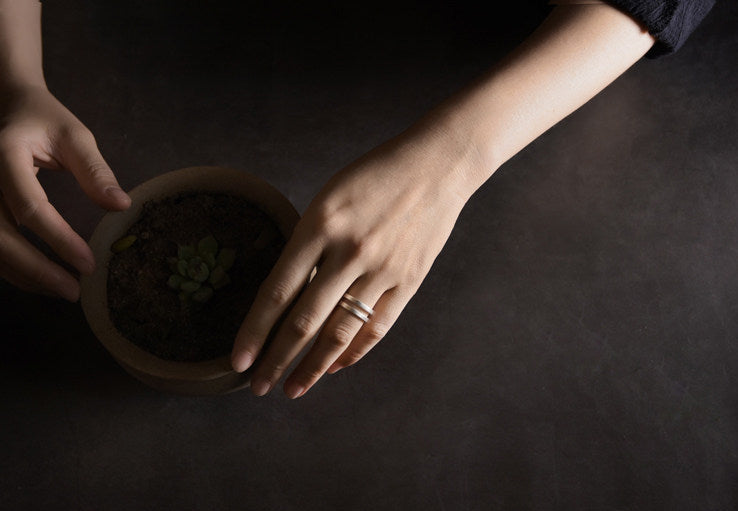 Frosted Matte Double-Band 925 Sterling Silver Ring