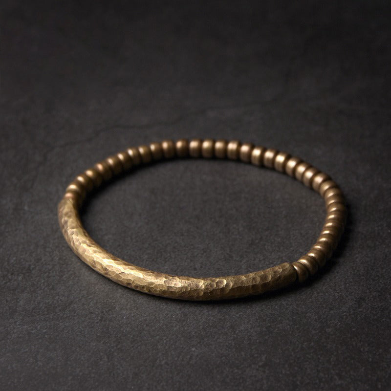 Hand-Hammered Brass Feng Shui Bracelet for Balance & Resilience