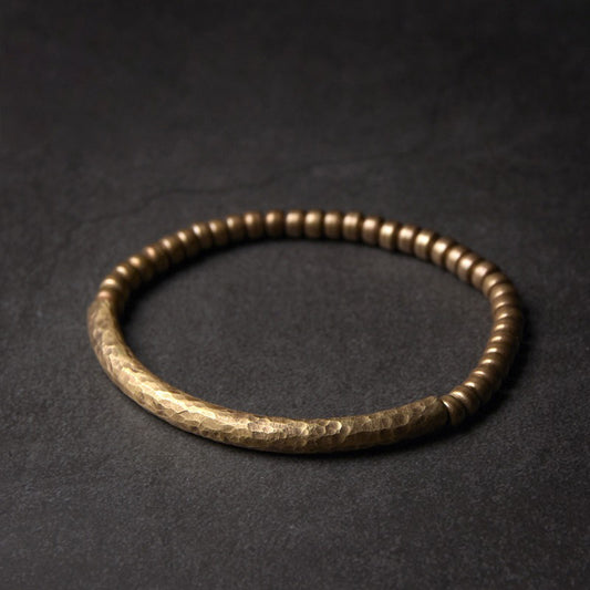Hand-Hammered Brass Feng Shui Bracelet for Balance & Resilience