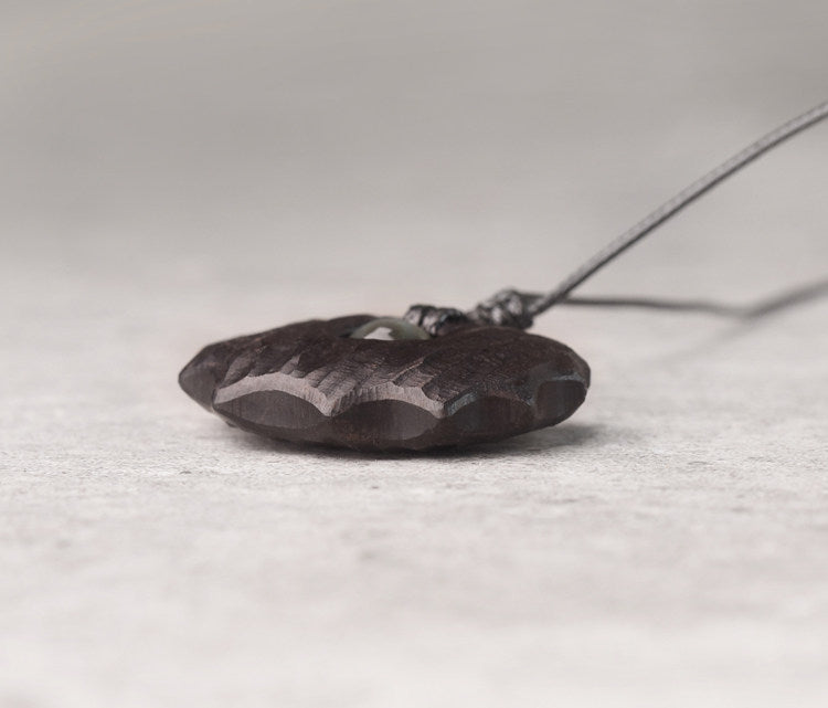 "The Watcher" Rainbow Eye Obsidian & Ebony Wooden Necklace