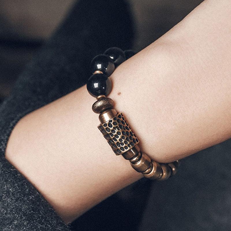 Brass & Stone Abundance Bracelet - Courage & Protection