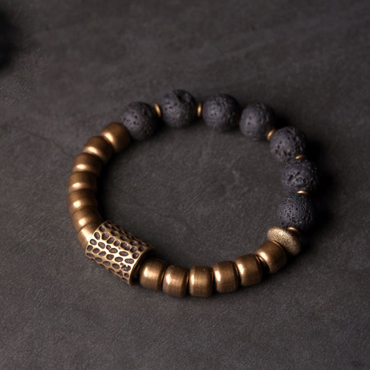 Brass & Stone Abundance Bracelet - Courage & Protection