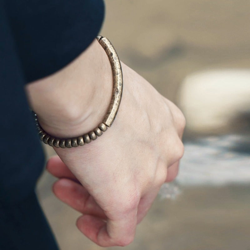Hand-Hammered Brass Feng Shui Bracelet for Balance & Resilience