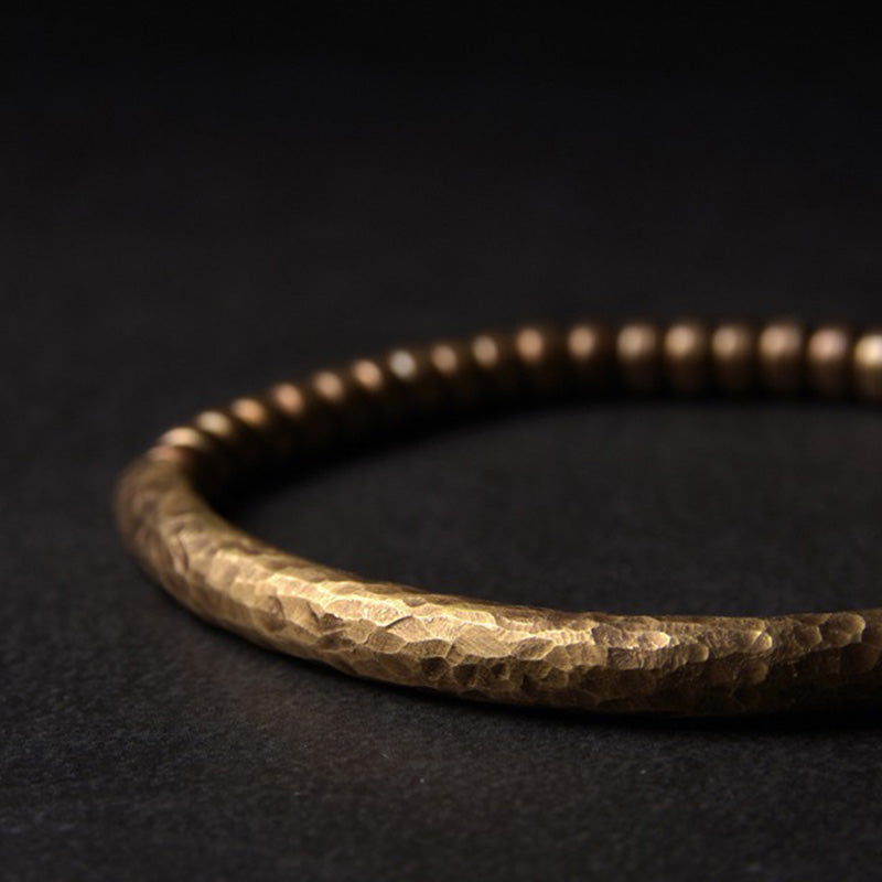 Hand-Hammered Brass Feng Shui Bracelet for Balance & Resilience