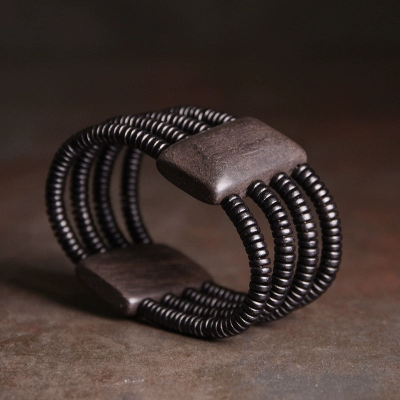 Tibetan Style Ebony Wood Bracelet for Balance & Spiritual Growth