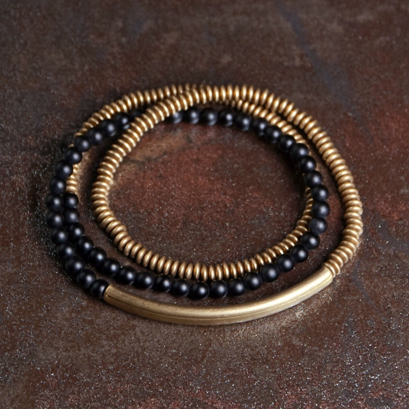 Tibetan Dzi Bead Bracelet Stack for Transformation and Luck