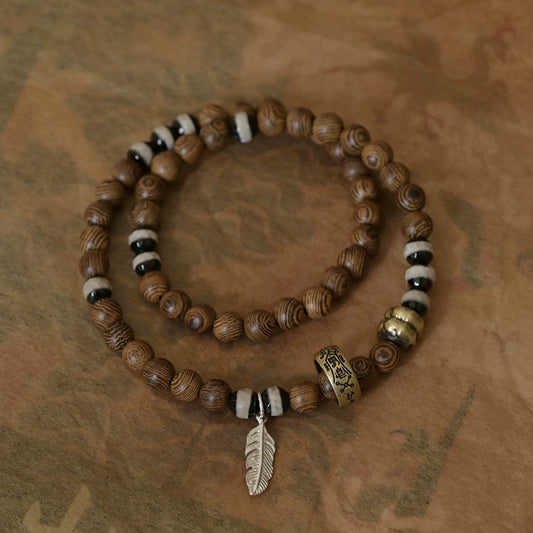 Wenge Wood Buddha Bracelet for Protection, Peace, and Compassion