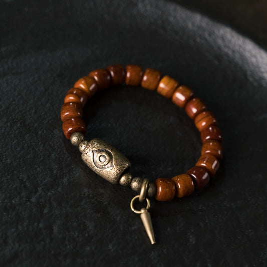 Tibetan Eye of Protection Bracelet with Bone & Brass
