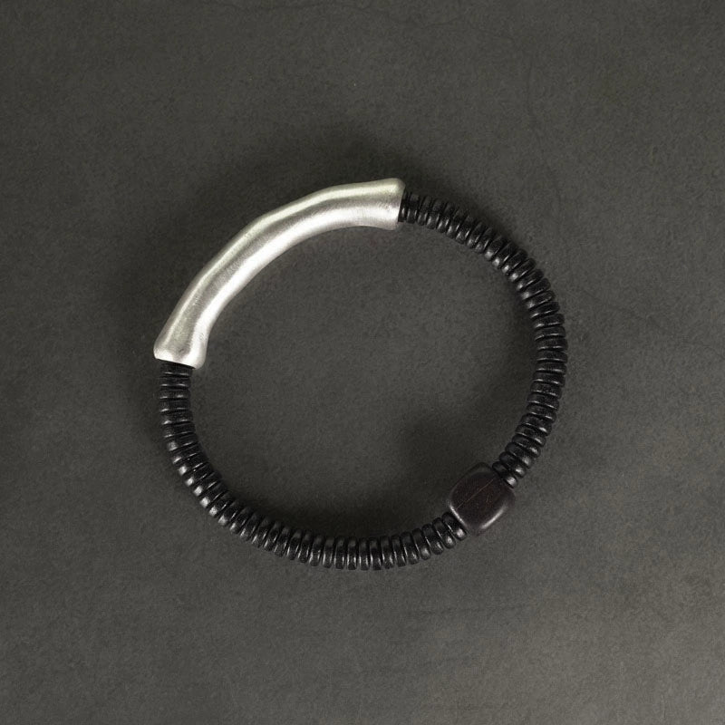 Sterling Silver & Ebony Wood Tibetan Bracelet for Grounding and Healing