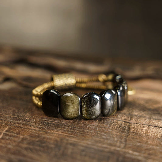 Men's Golden Obsidian Protection Bracelet - Courage & Balance