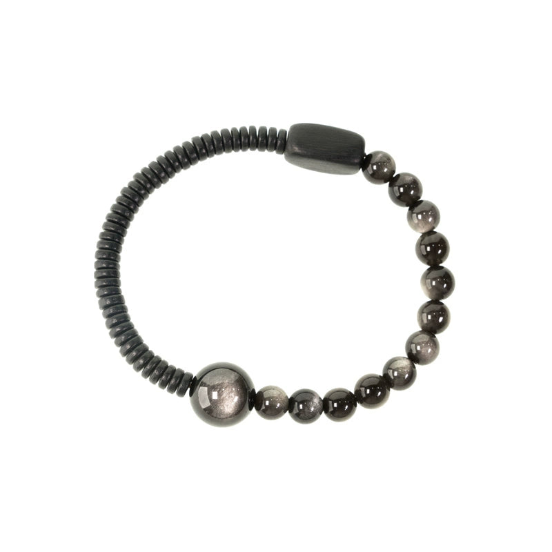 Obsidian and Sandalwood Protection Bracelet - Healing & Wealth