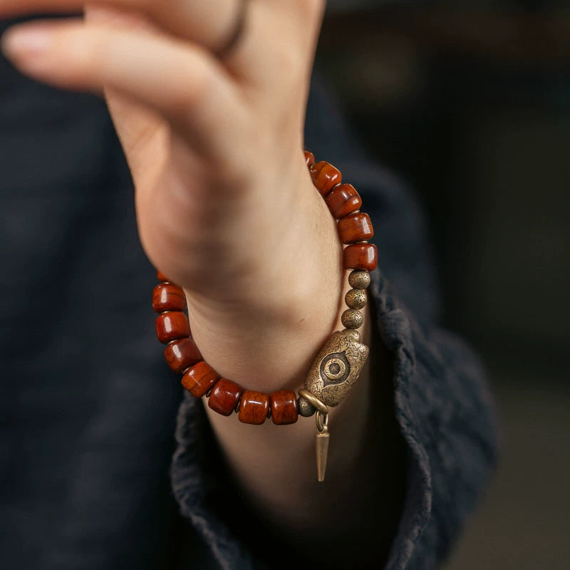 Tibetan Eye of Protection Bracelet with Bone & Brass