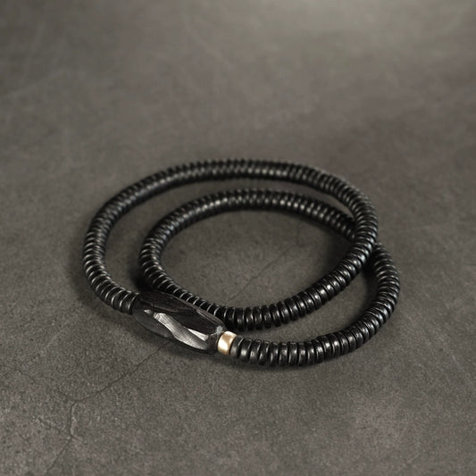 Handcrafted Ebony Wooden Bead Bracelet for Vitality and Balance