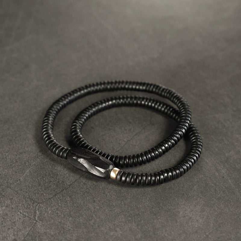 Handcrafted Ebony Wooden Bead Bracelet for Vitality and Balance