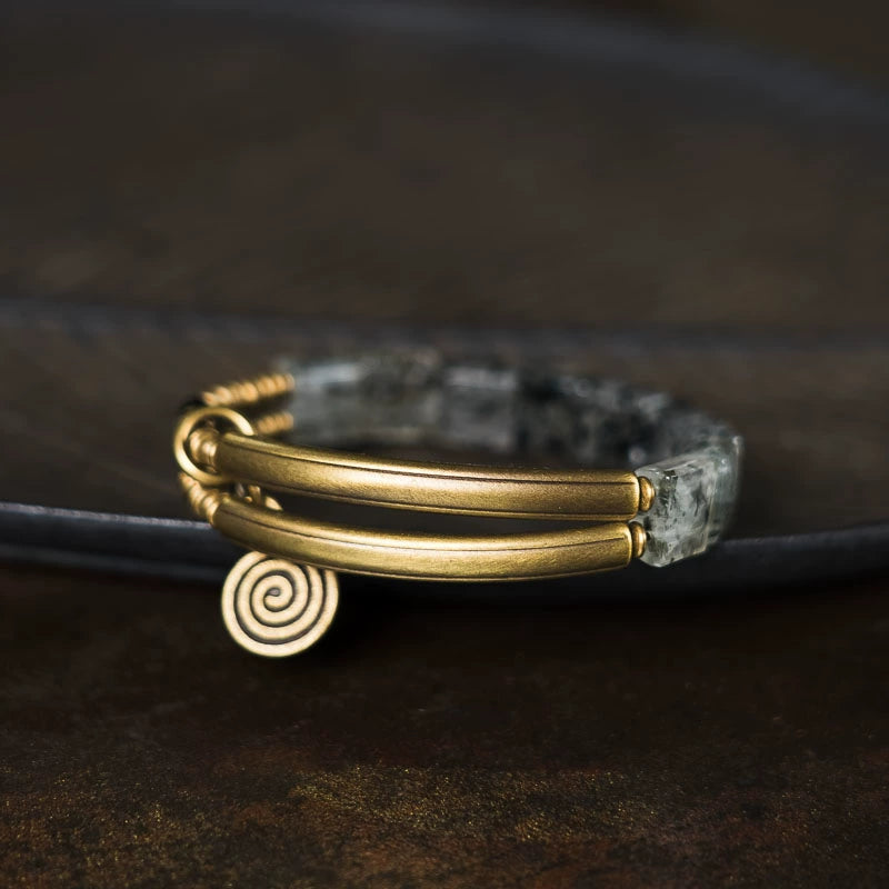 Crystal & Brass Bracelet for Spiritual Growth & Healing