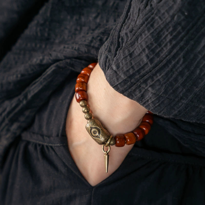 Tibetan Eye of Protection Bracelet with Bone & Brass