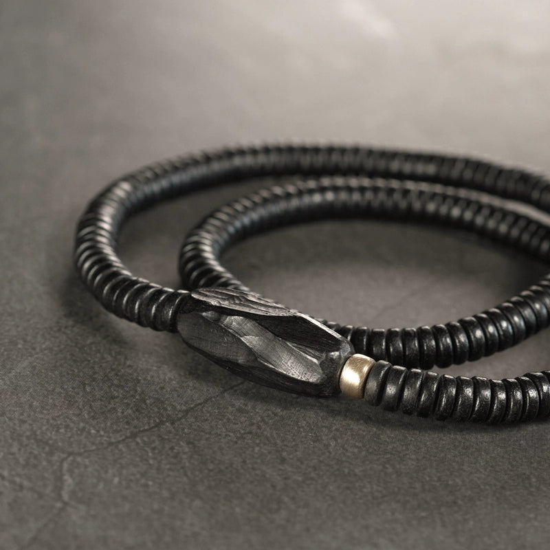 Handcrafted Ebony Wooden Bead Bracelet for Vitality and Balance