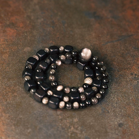 Obsidian & Ebony Vitality Wrap Bracelet - Focus & Balance