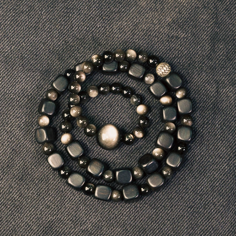Obsidian & Ebony Vitality Wrap Bracelet - Focus & Balance
