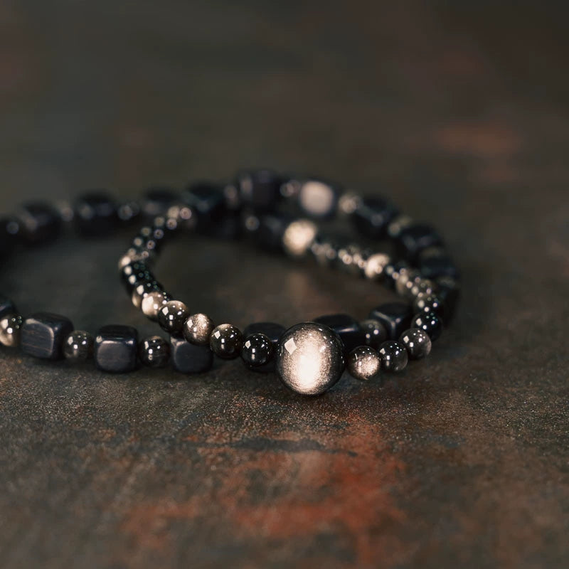 Obsidian & Ebony Vitality Wrap Bracelet - Focus & Balance