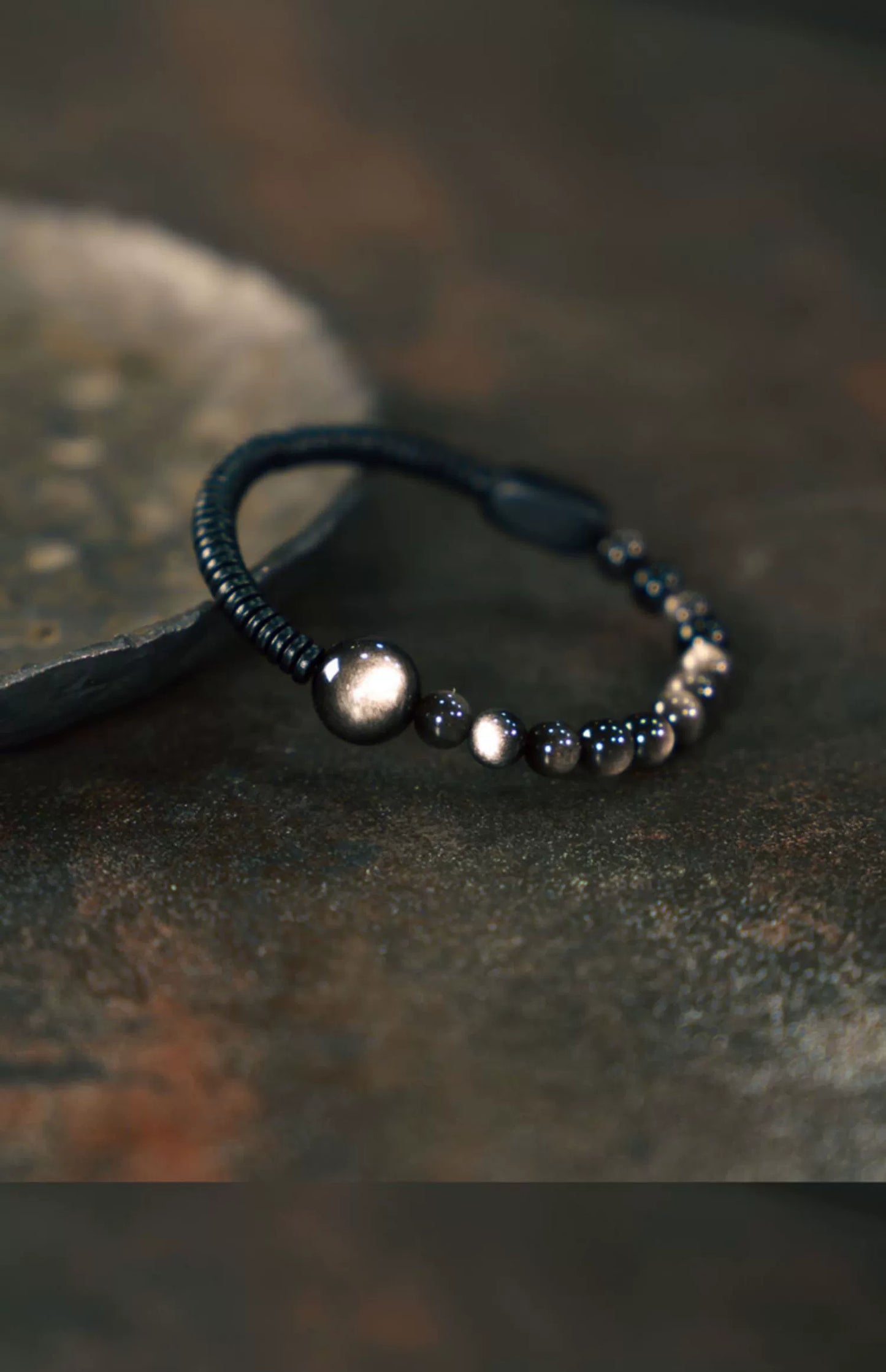 Obsidian and Sandalwood Protection Bracelet - Healing & Wealth
