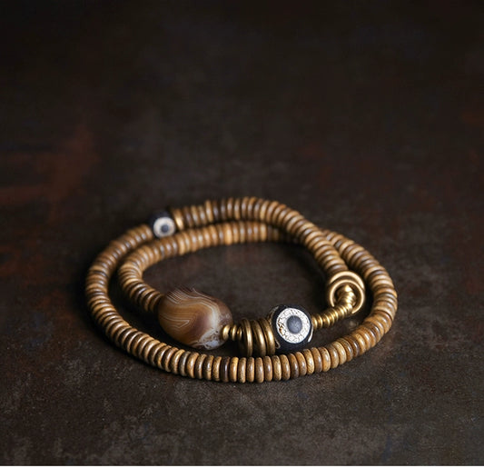 Sandalwood & Dzi Bead Grounding Bracelet for Spiritual Growth