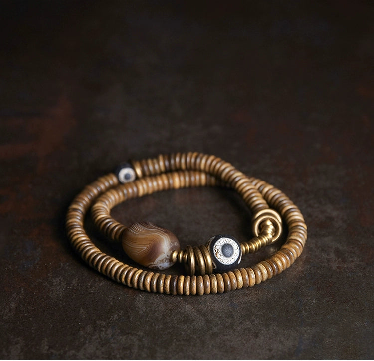 Sandalwood & Dzi Bead Grounding Bracelet for Spiritual Growth