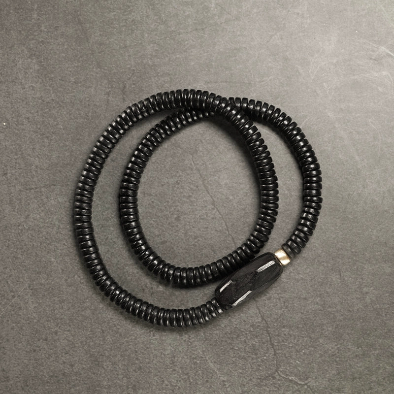 Handcrafted Ebony Wooden Bead Bracelet for Vitality and Balance