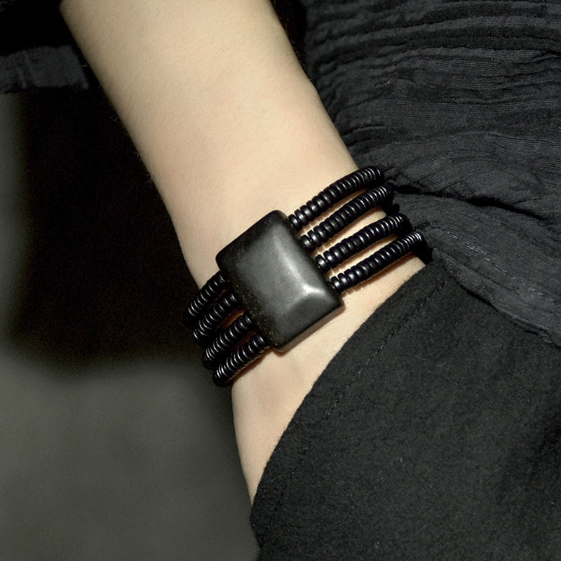 Tibetan Style Ebony Wood Bracelet for Balance & Spiritual Growth