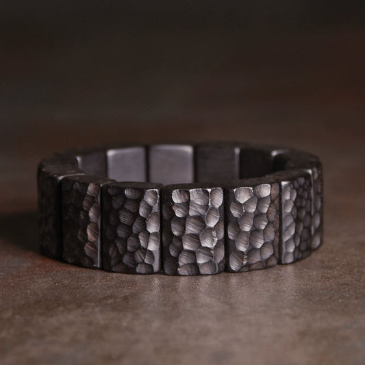 Hand-Hammered Ebony Feng Shui Bracelet - Peace, Vitality & Healing