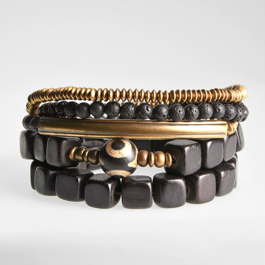 Tibetan Dzi Bead Bracelet Stack for Transformation and Luck