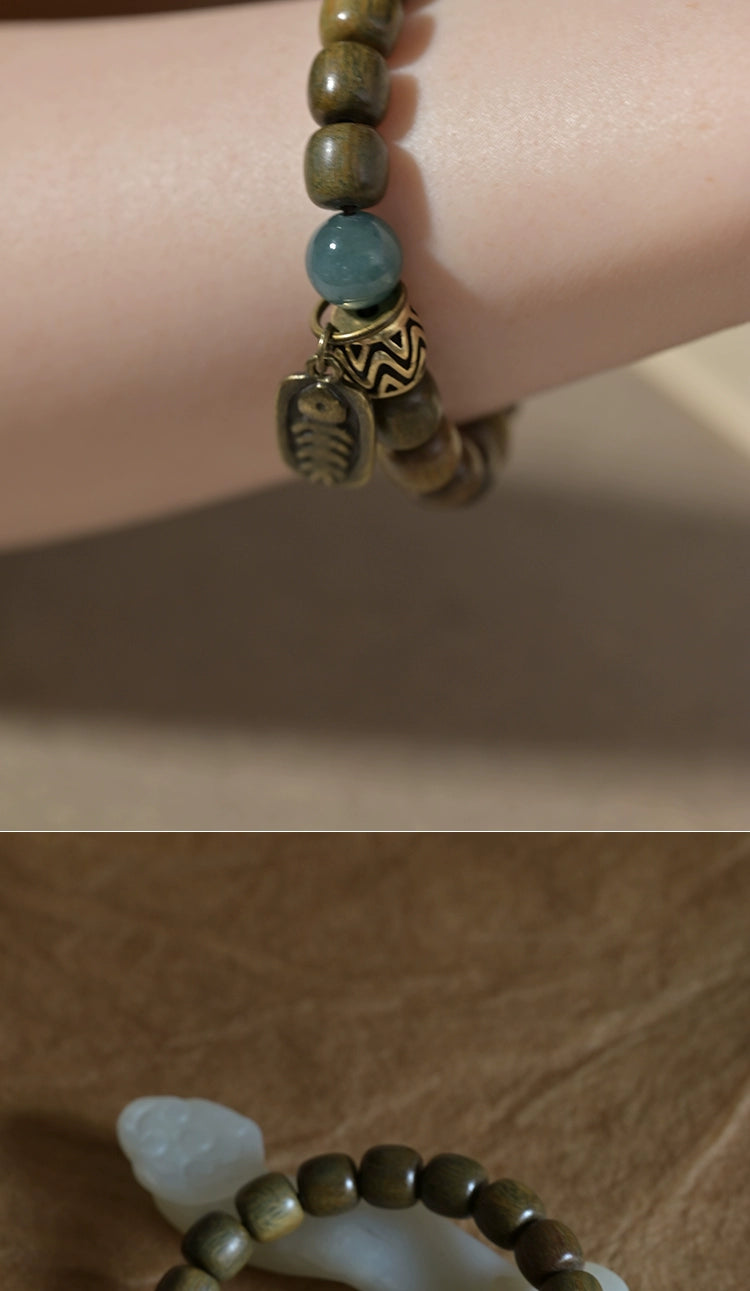 Verawood & Jade Buddhist Bracelet for Spiritual Growth & Compassion