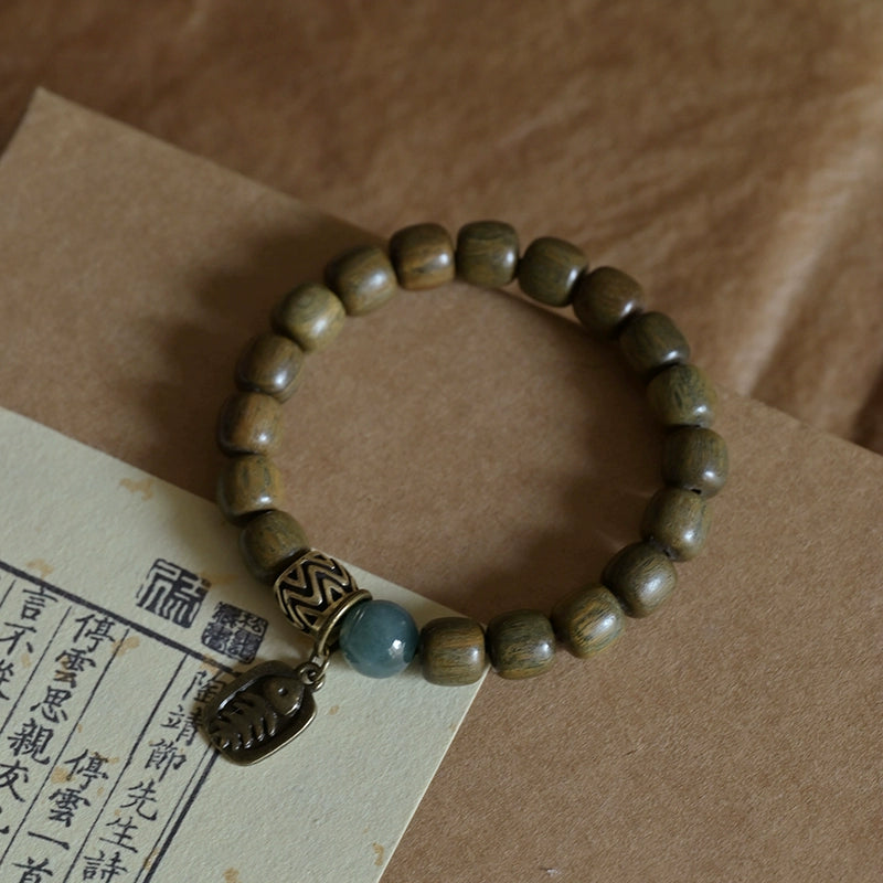 Verawood & Jade Buddhist Bracelet for Spiritual Growth & Compassion
