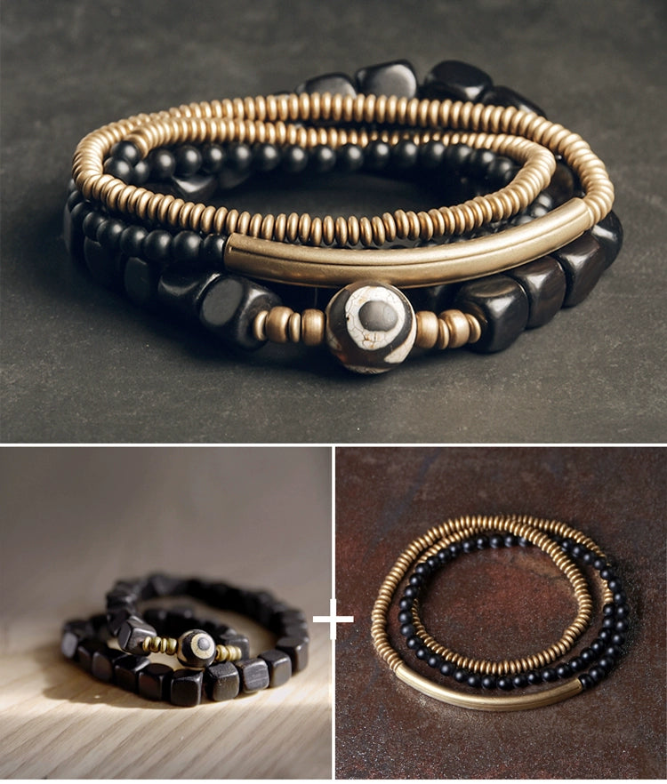 Tibetan Dzi Bead Bracelet Stack for Transformation and Luck