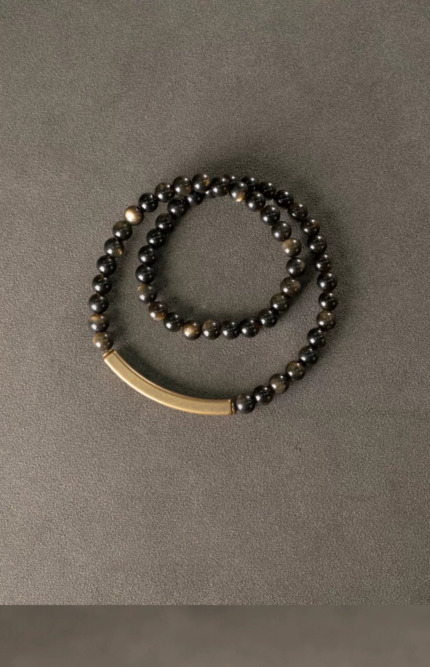 Golden Obsidian & Brass Tibetan Bracelet for Confidence