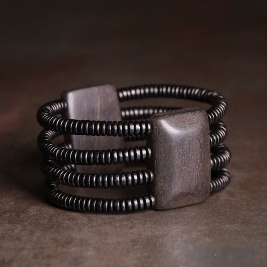 Tibetan Style Ebony Wood Bracelet for Balance & Spiritual Growth