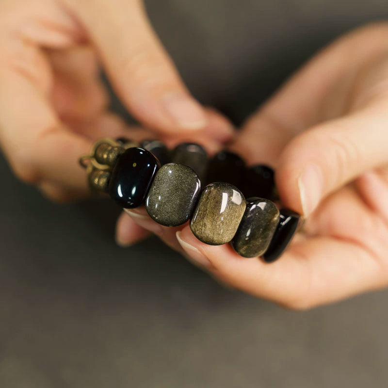 Men's Golden Obsidian Protection Bracelet - Courage & Balance