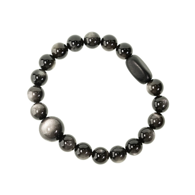 Silver Sheen Obsidian Feng Shui Bracelet for Confidence & Resilience