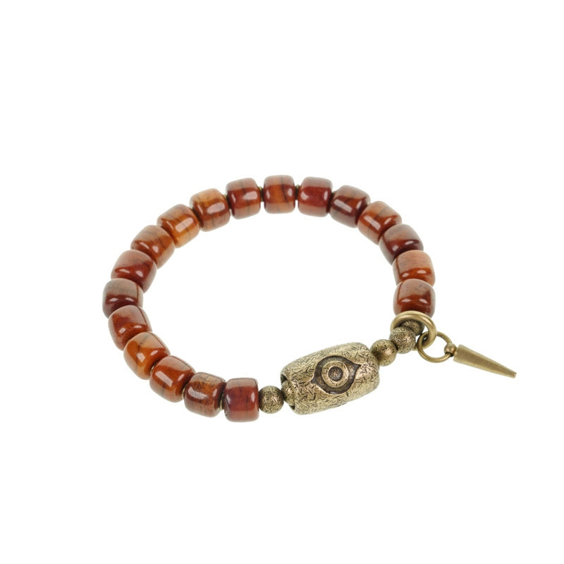 Tibetan Eye of Protection Bracelet with Bone & Brass